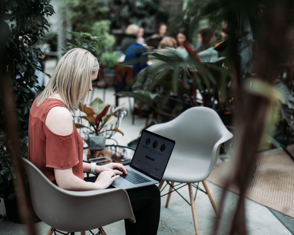 woman using laptop