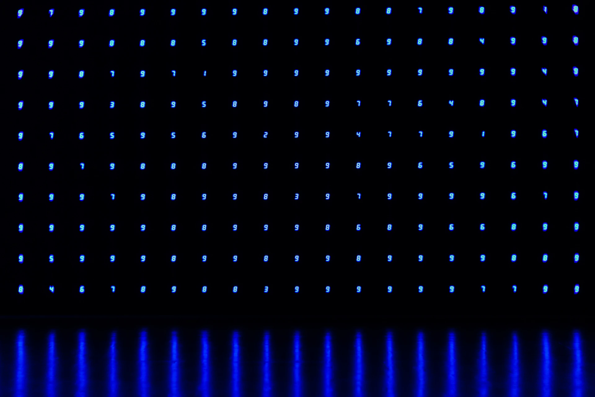 a black background with blue lights on it