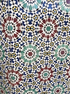 A detailed graphic design project with bold colors and intricate patterns.