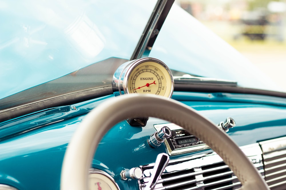 classic teal car interior