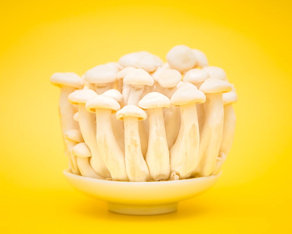 champignons blancs dans l’assiette