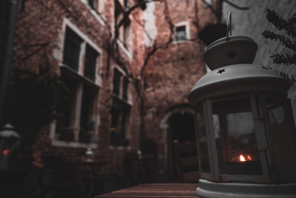 gray kerosene lantern