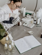 Harley Street Cosmetic woman mixing liquids 