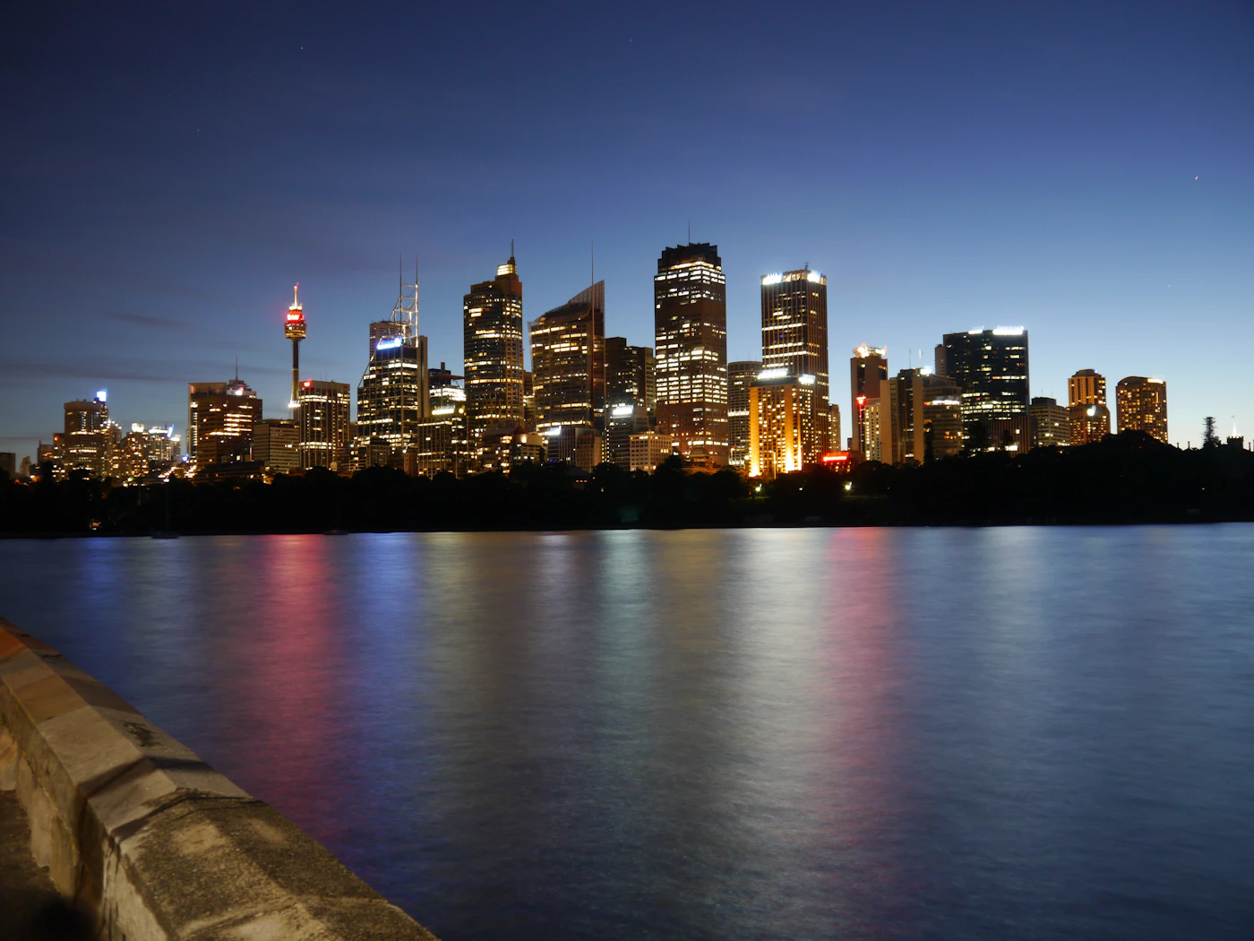 The Sydney CBD skyline lit up at night