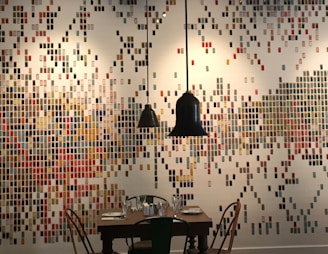 A beautifully crafted mosaic table set in a cozy dining area.