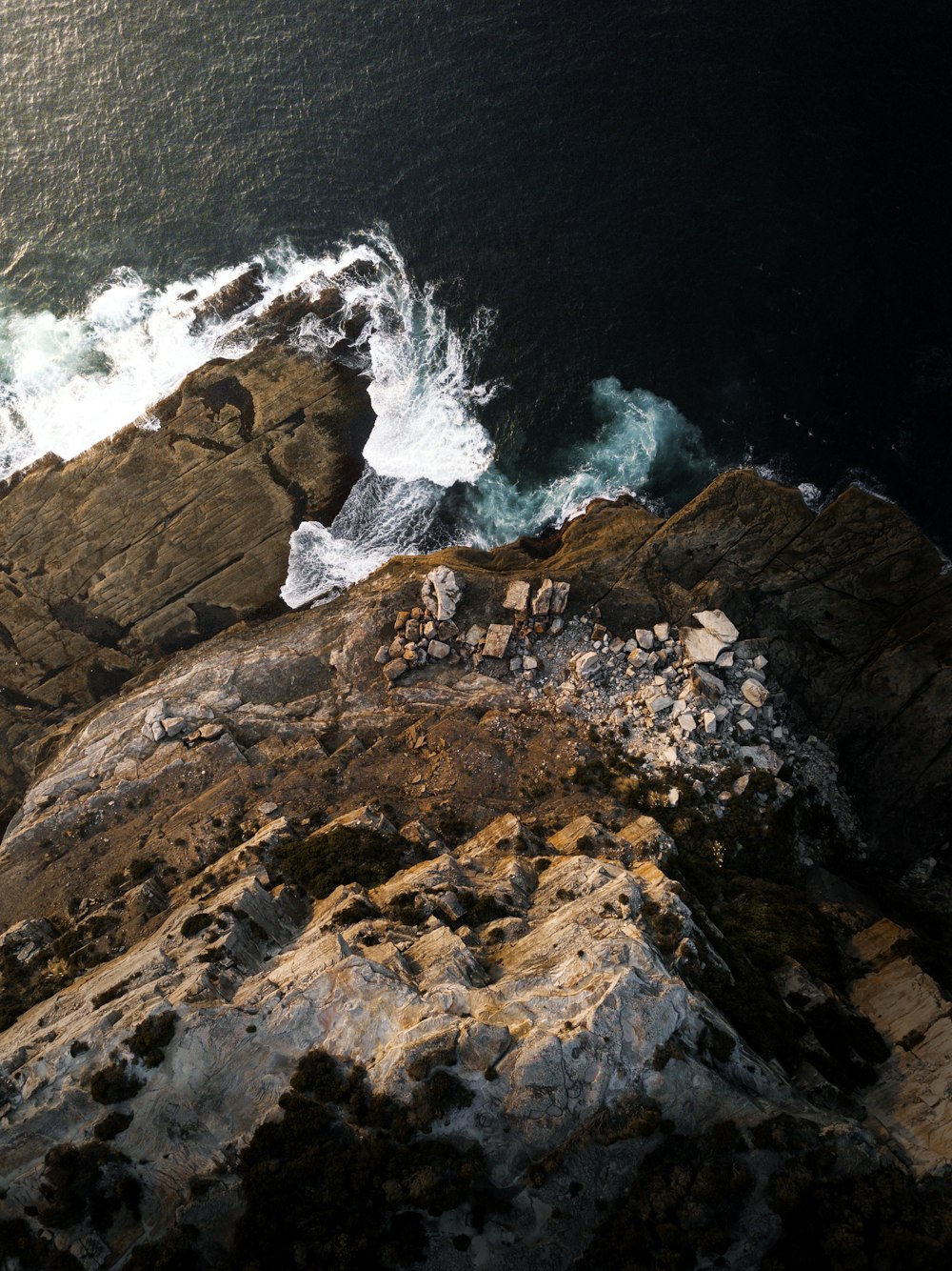 high angle photography of cliff