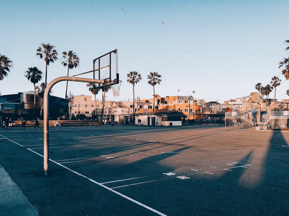 basketball court during golden hour