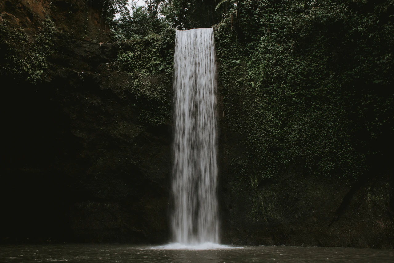 Long exposure view of Tibumana Waterfall in Bali