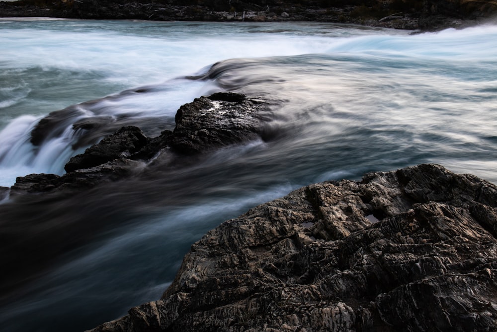 long exposure photography body of water