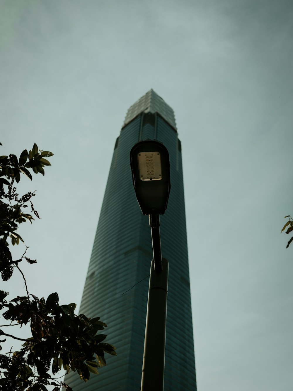 black light post near building