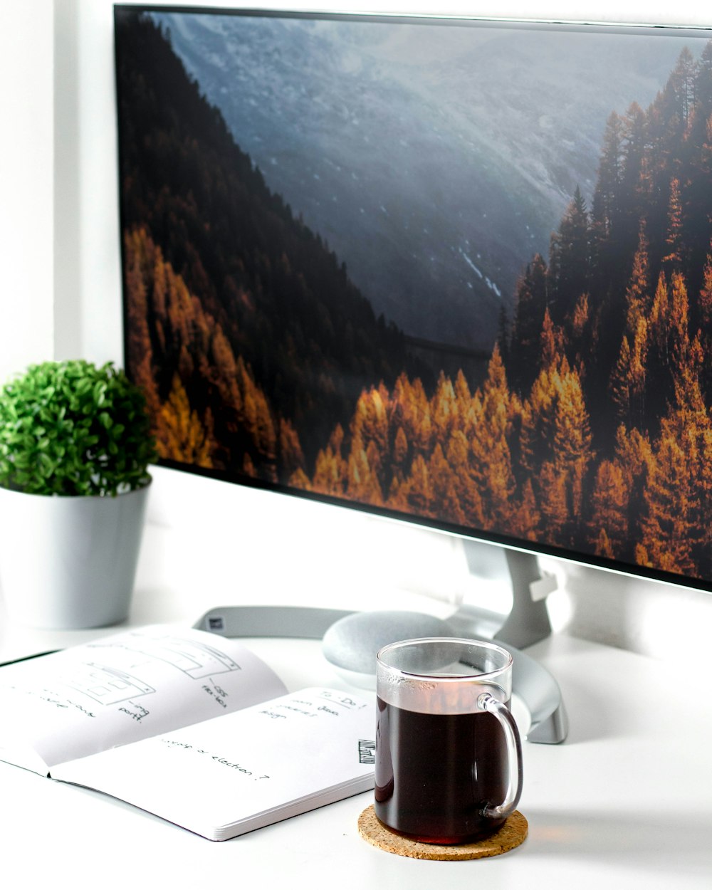 flat screen monitor on desk