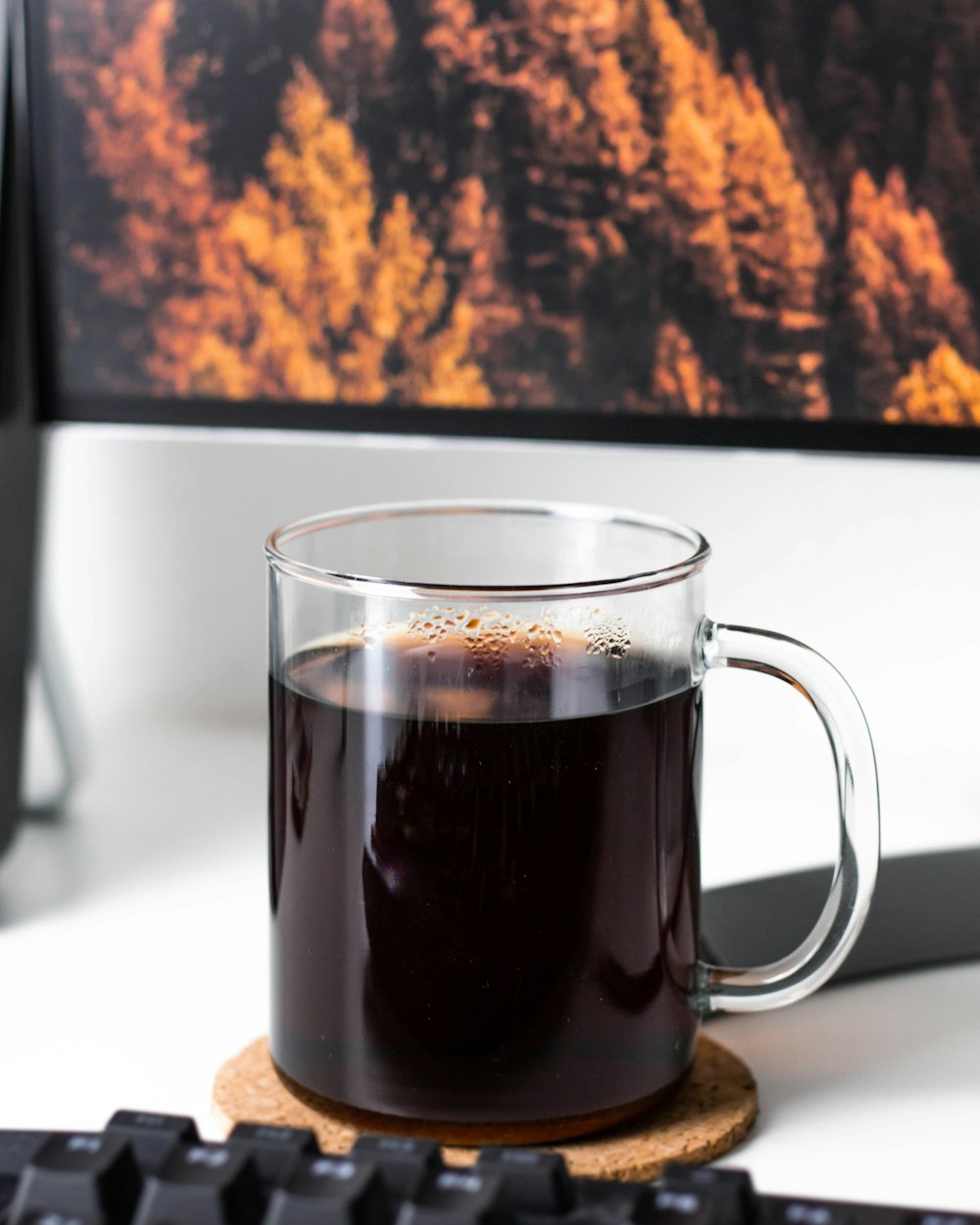 clear glass coffee mug