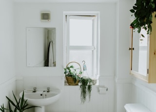 white ceramic pedestal sink