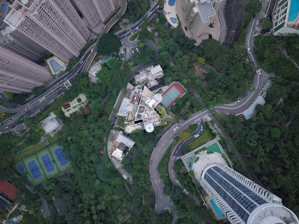 都市の建物の鳥瞰写真