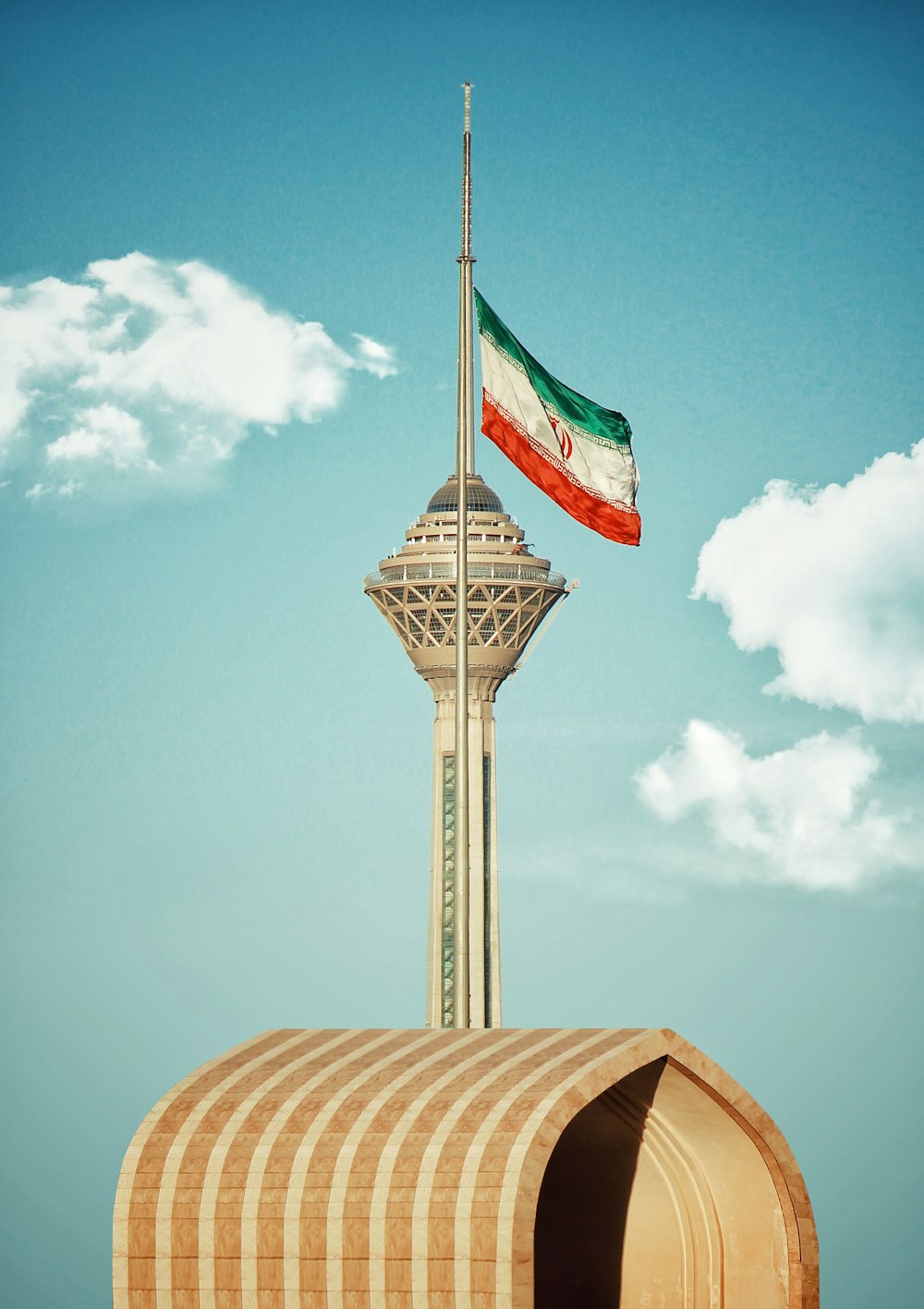 flag of Iran on tower