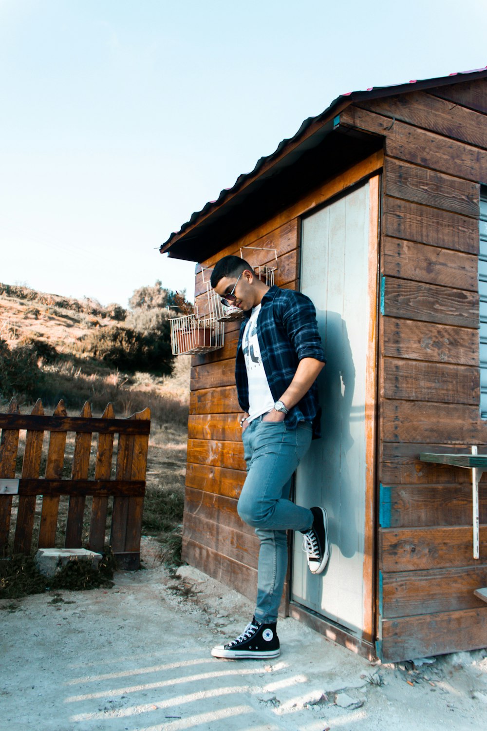 man standing near door