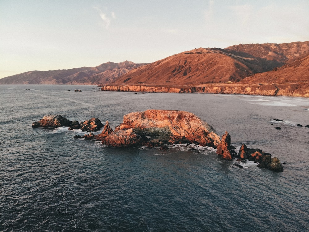 bird's eye view photography of island