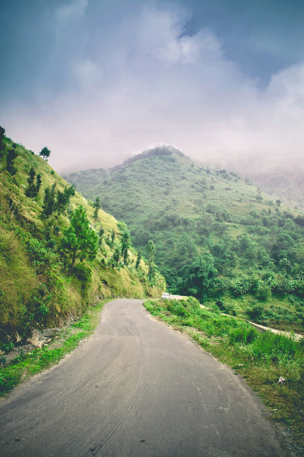 landscape of a road and a mountain