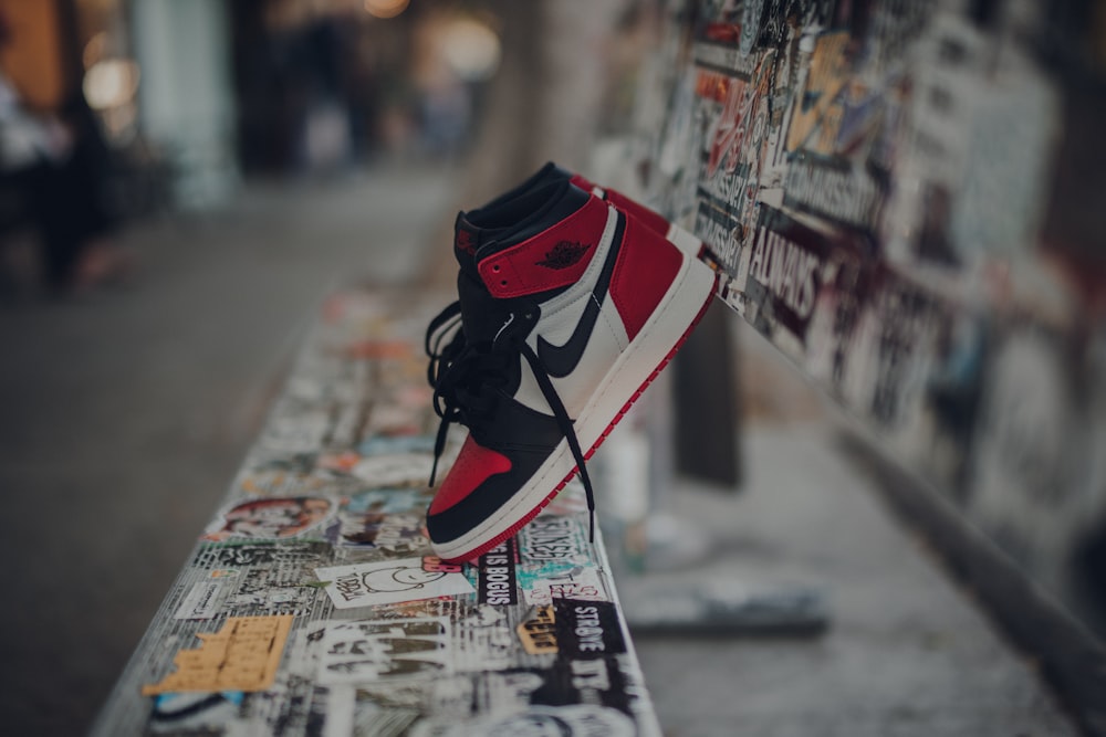 unpaired red Air Jordan 1 shoe