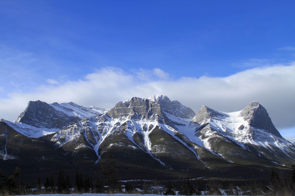 Fotografía de paisaje de montaña con nieve durante el día