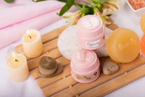 candles beside stones