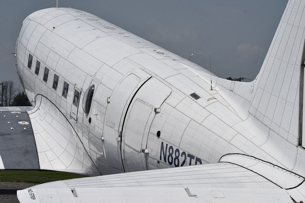 white biplane