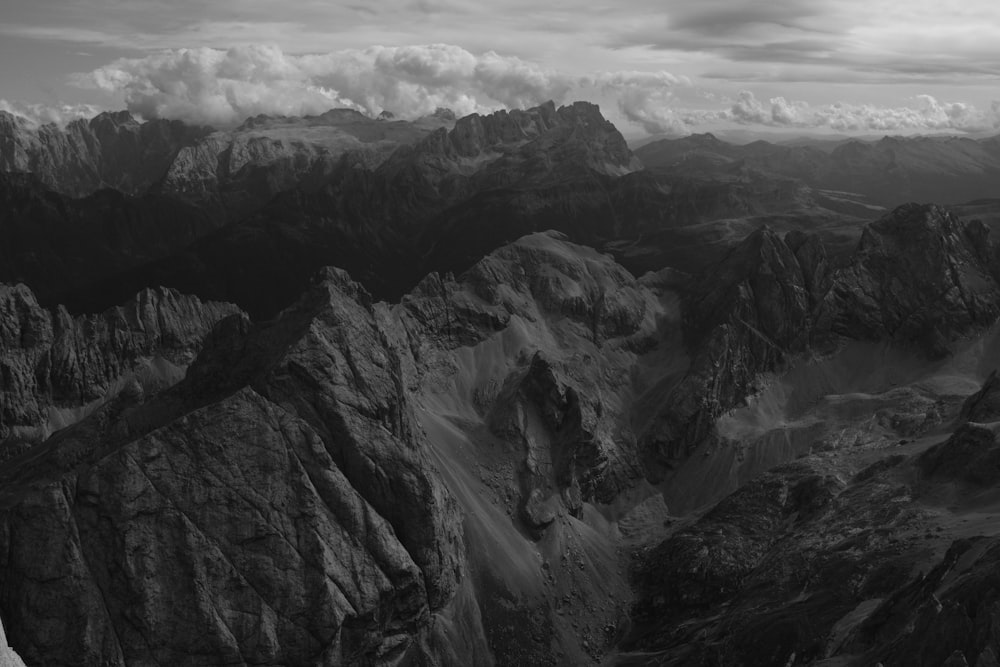 grayscale photo of rock formation