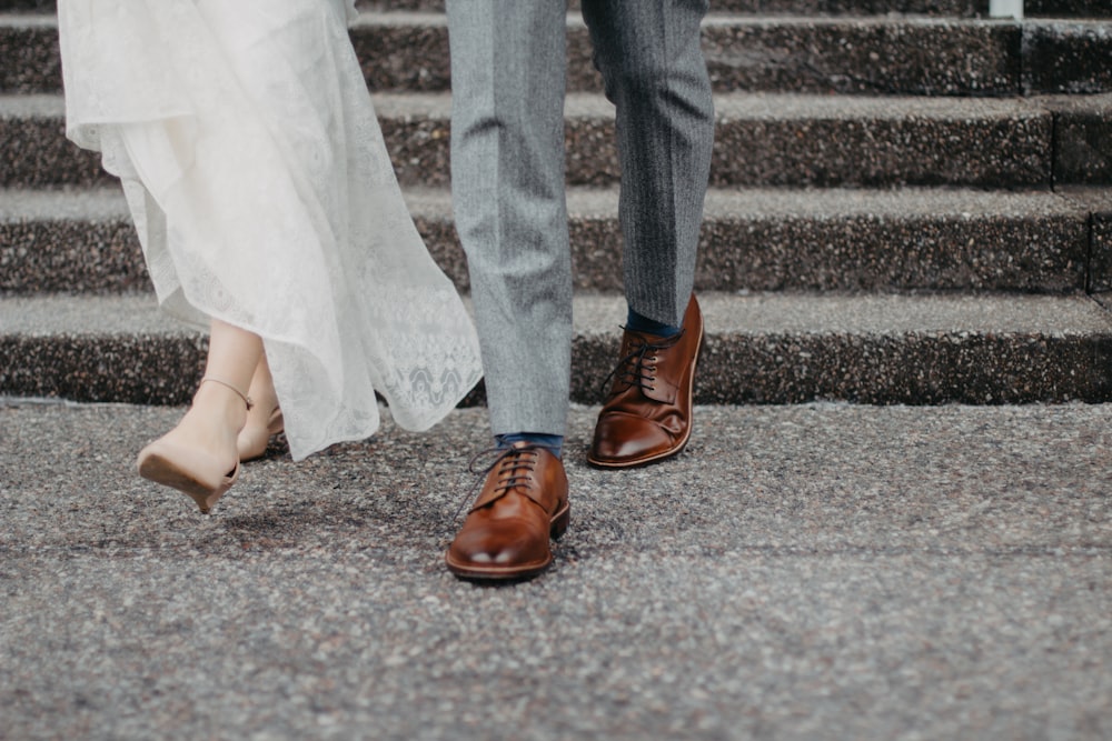 man and woman walking