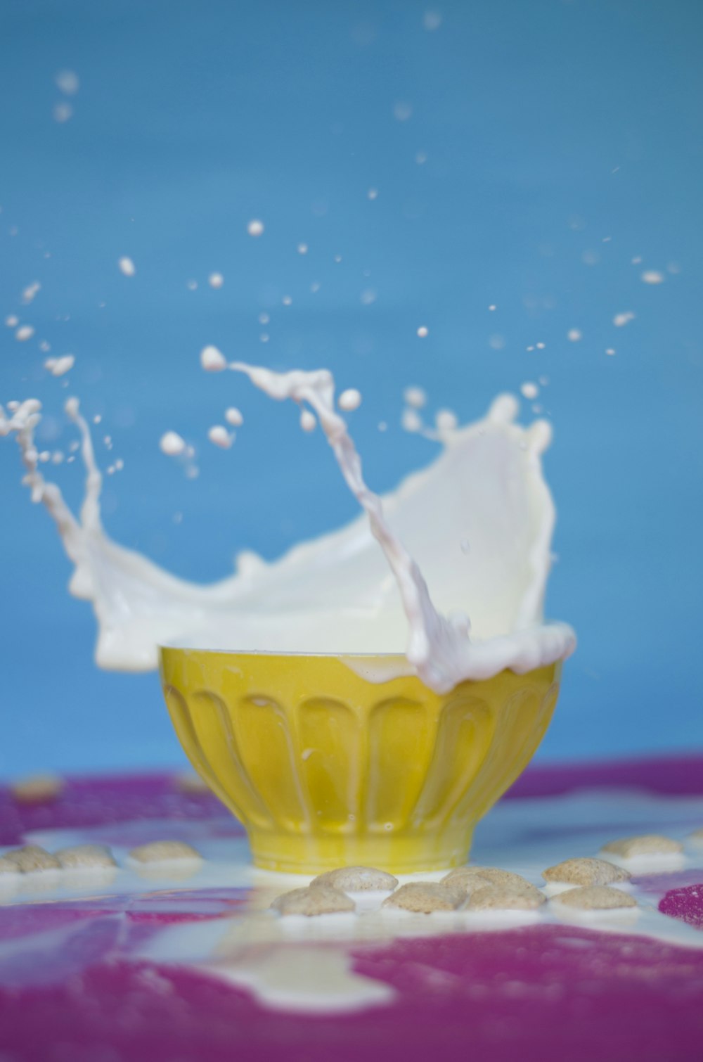 milk on yellow bowl