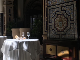 An elegant table setting featuring traditional Andalusian dishes.