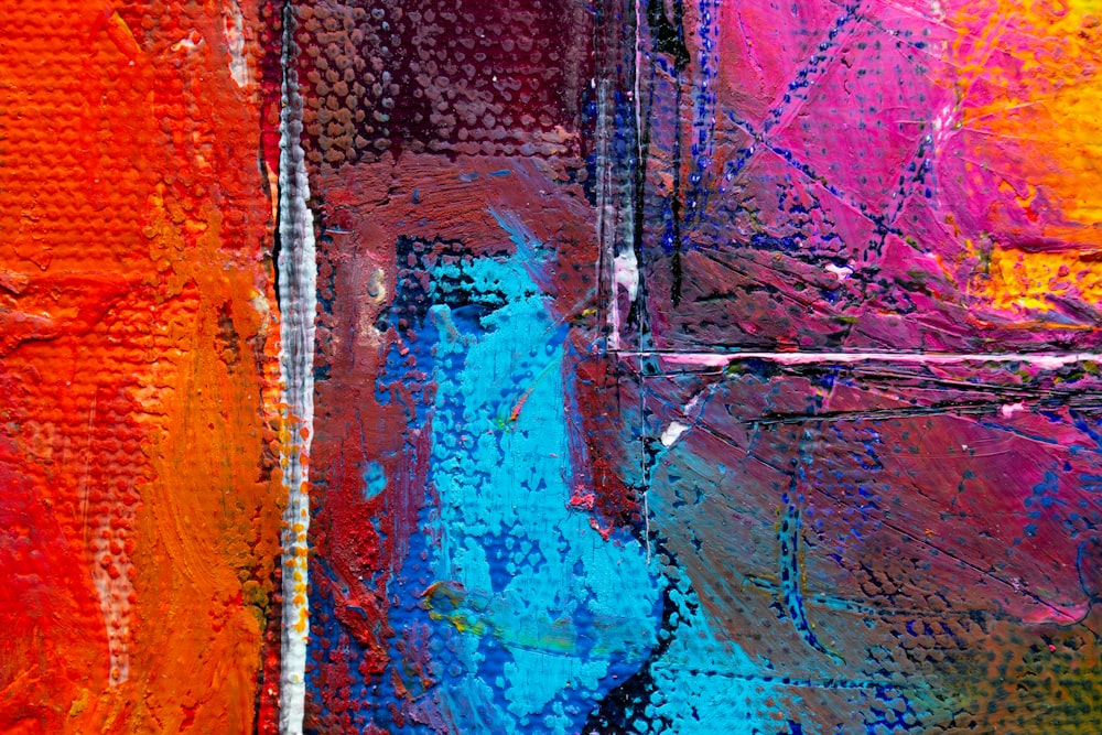 blue and red abstract paintinh