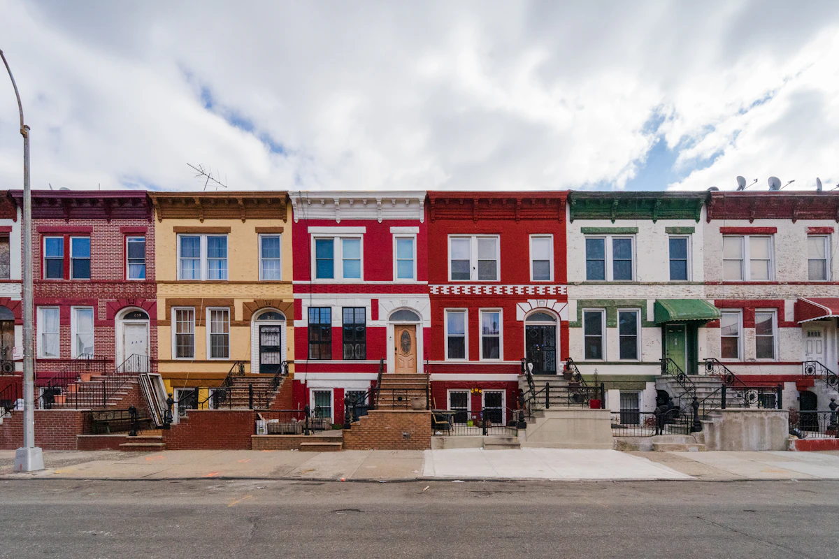 A row of multiplex homes