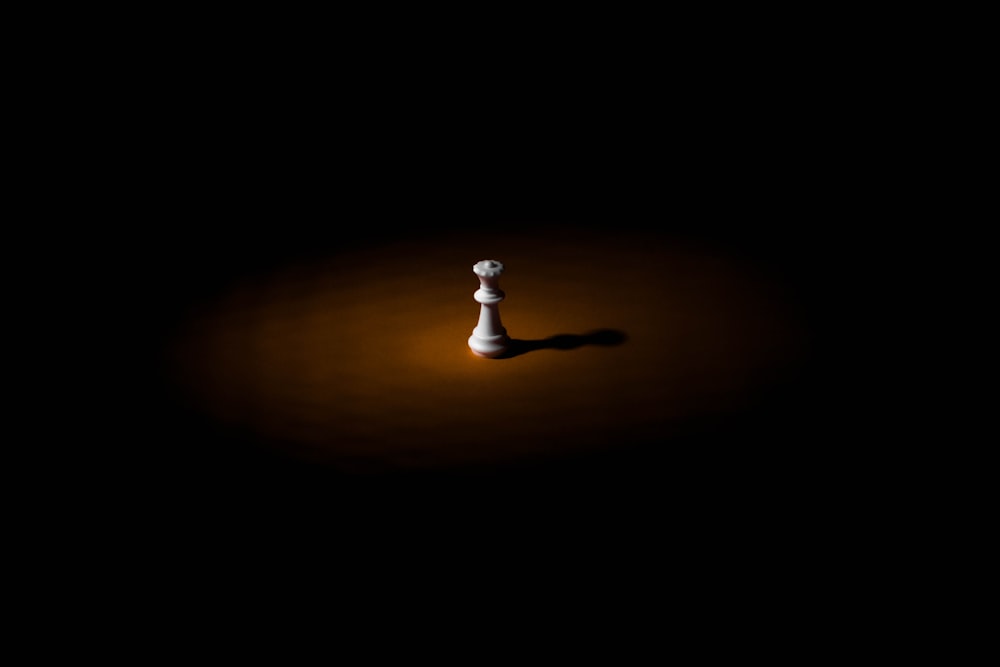 white chess piece on dark room