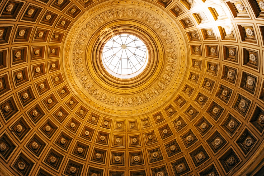 yellow and clear glass dome ceiling