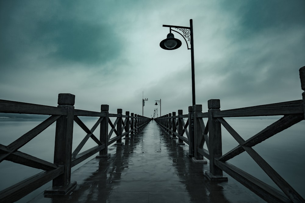 long exposure photography of dock