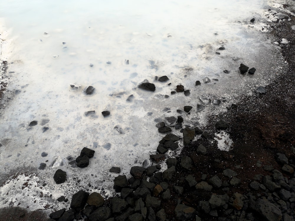 body of water near rocks