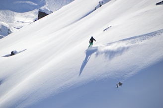 aerial photography of person snowboarding