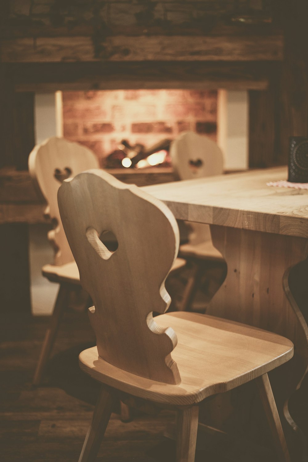 empty wooden dining set