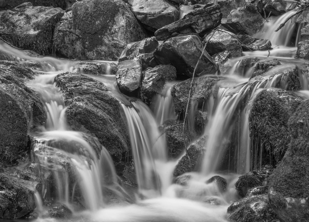 water flowing from rocks