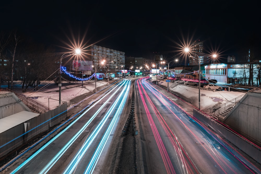 timelapse photography of street