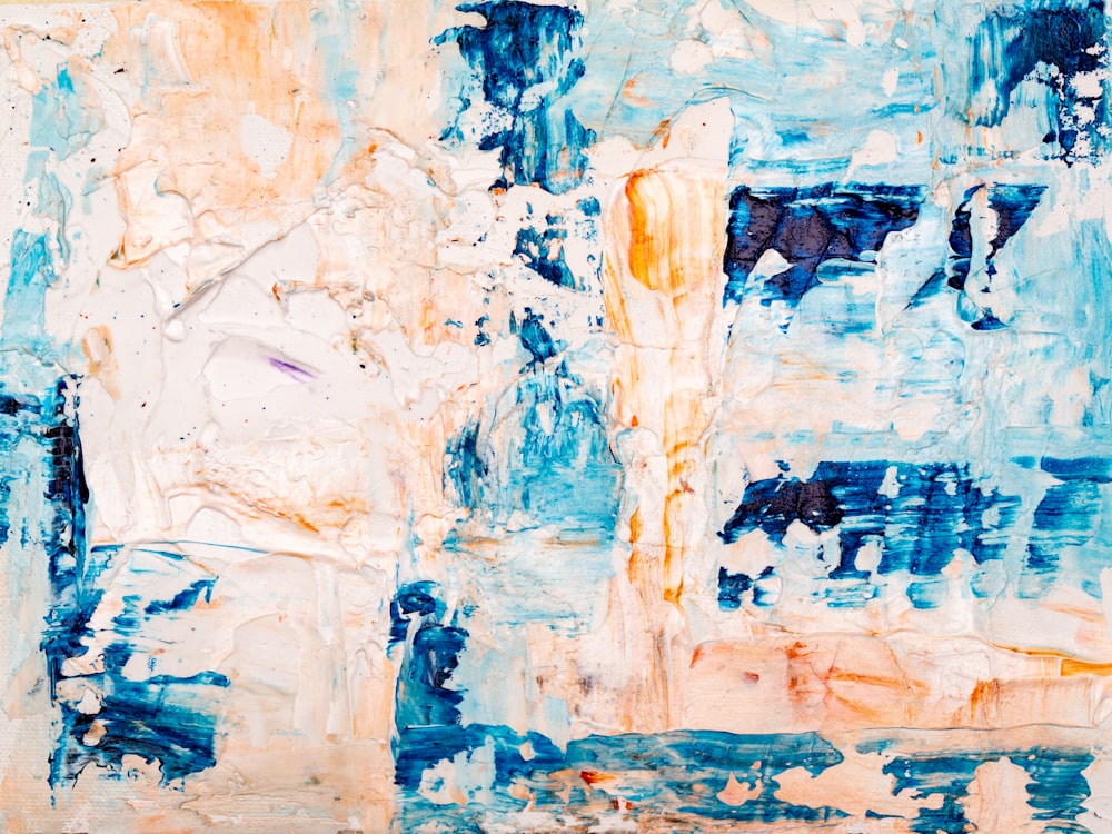 blue and beige abstract painting