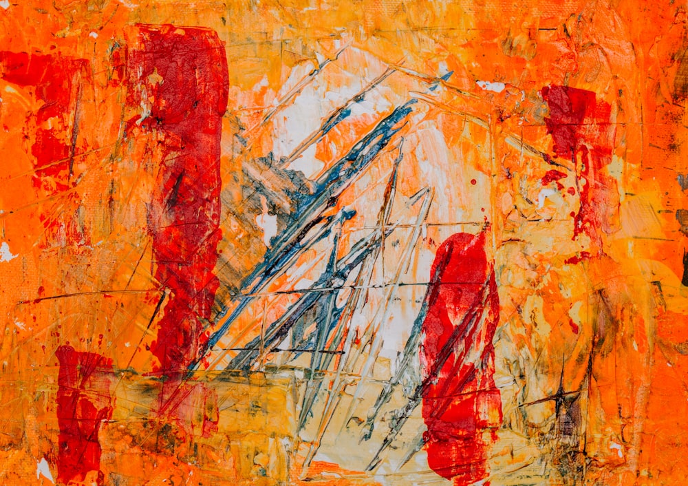 peinture abstraite orange et rouge