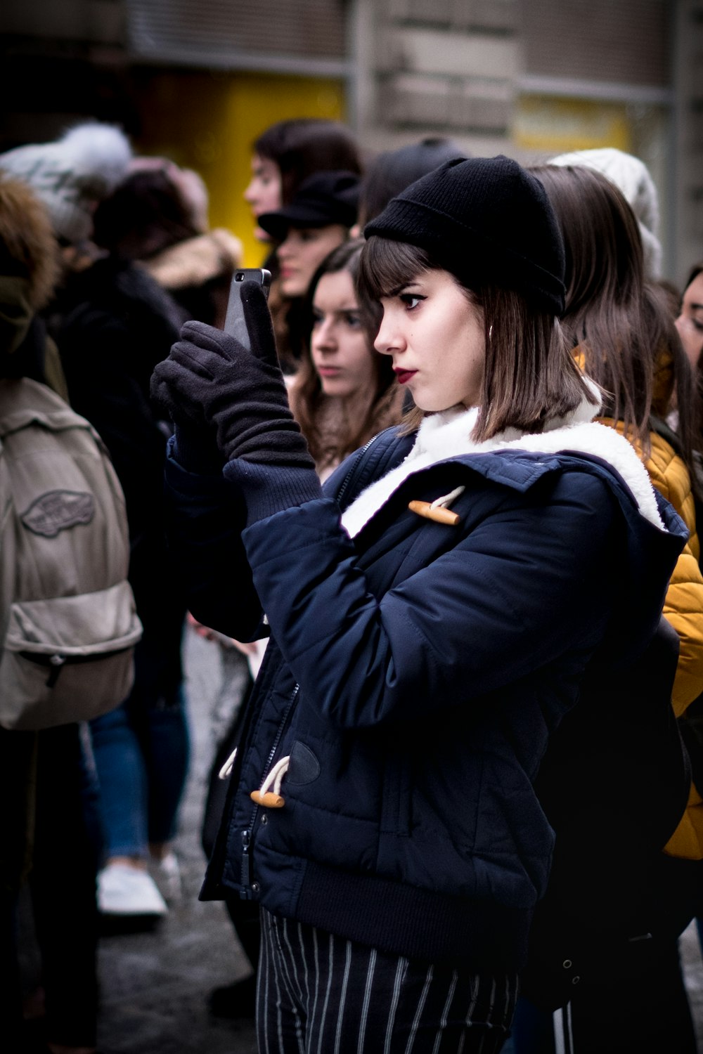 woman in black jacket