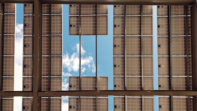 bottom view of solar panels during daytime