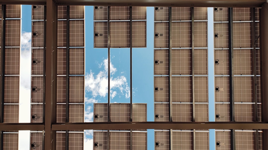 bottom view of solar panels during daytime