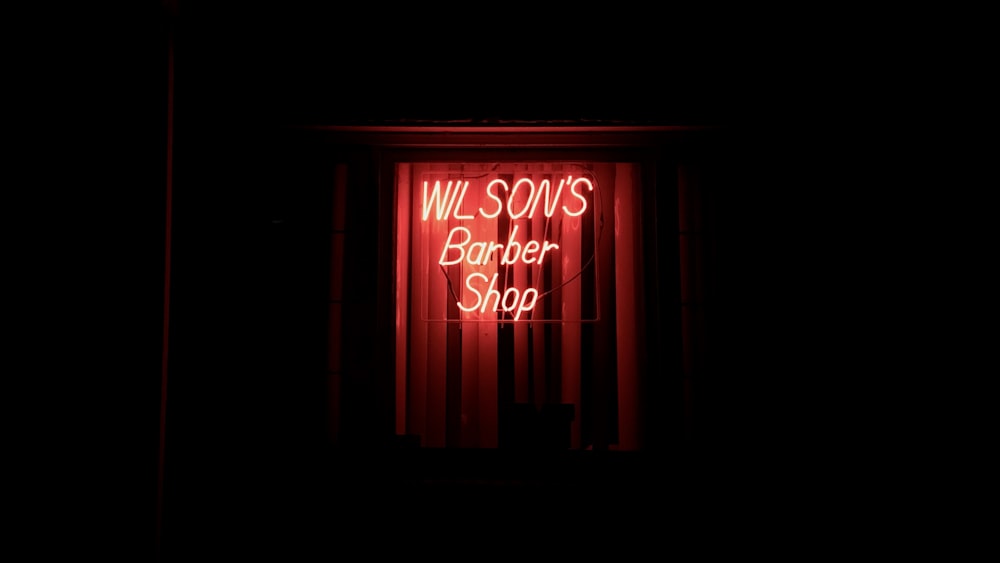 Wilson's barber shop lighted signage