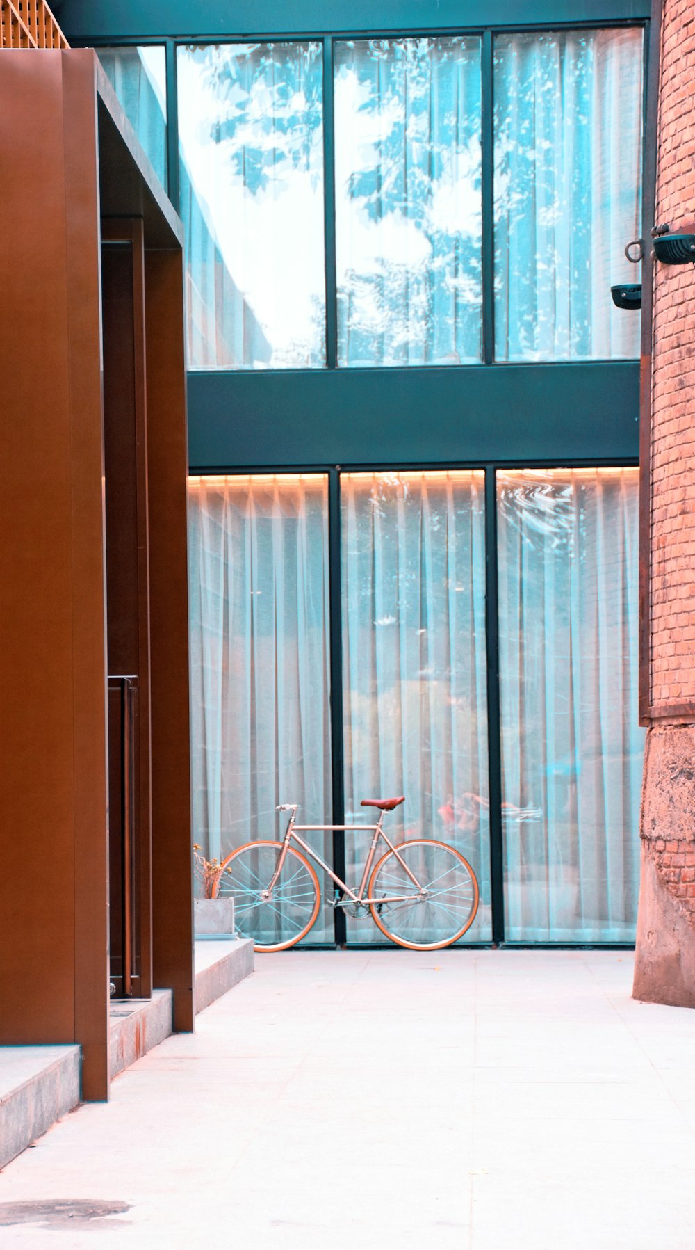 yellow bicycle inside brown house