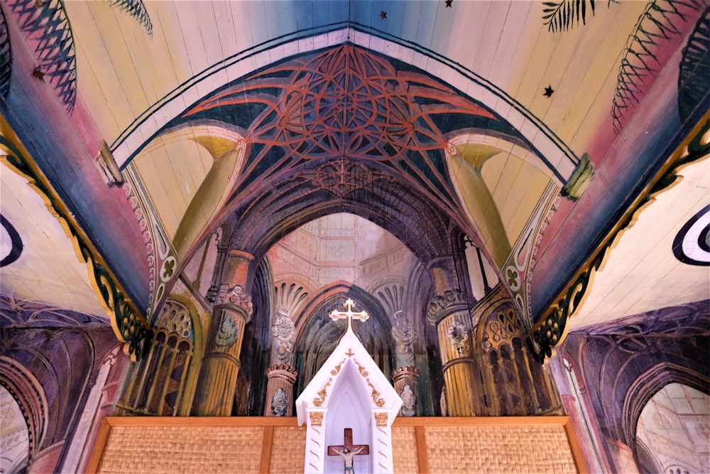 multicolored church interior