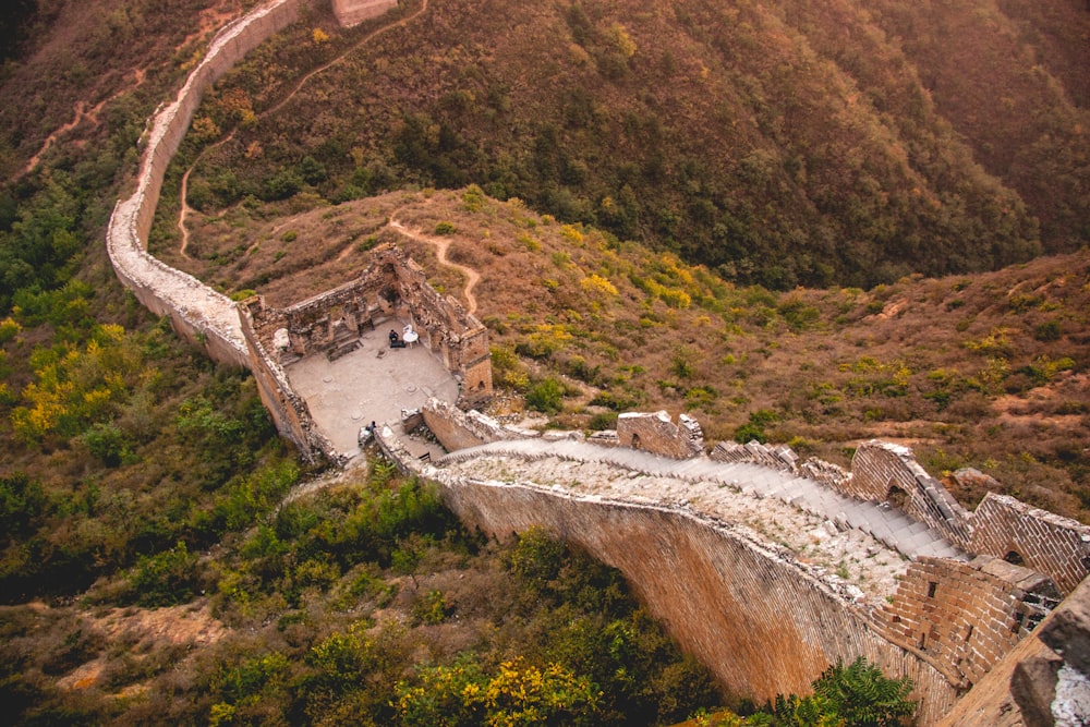 bird's eye view photography of Great Wall of China