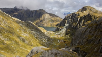 rock formation near lake